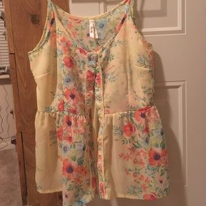 Yellow floral spaghetti strap top